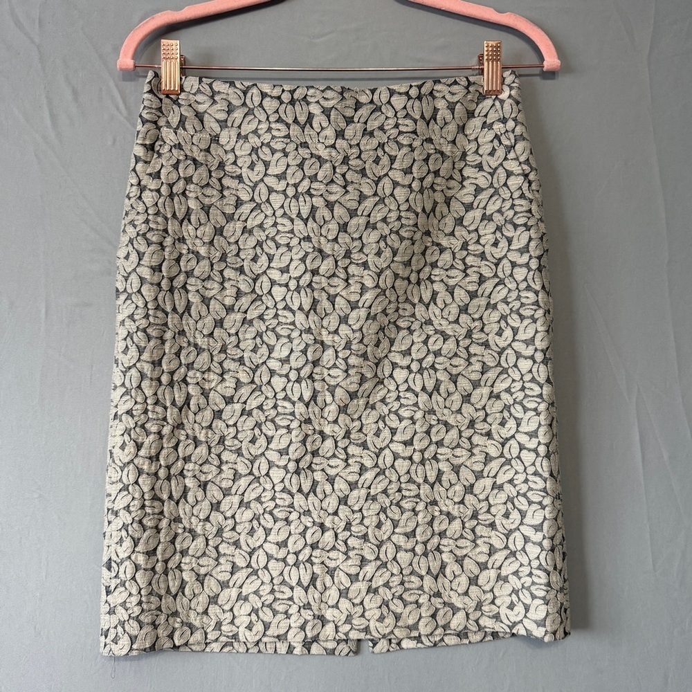J Crew Womens Vineyard Pencil Skirt Size 2 Leaf Print Office Work Pockets Career